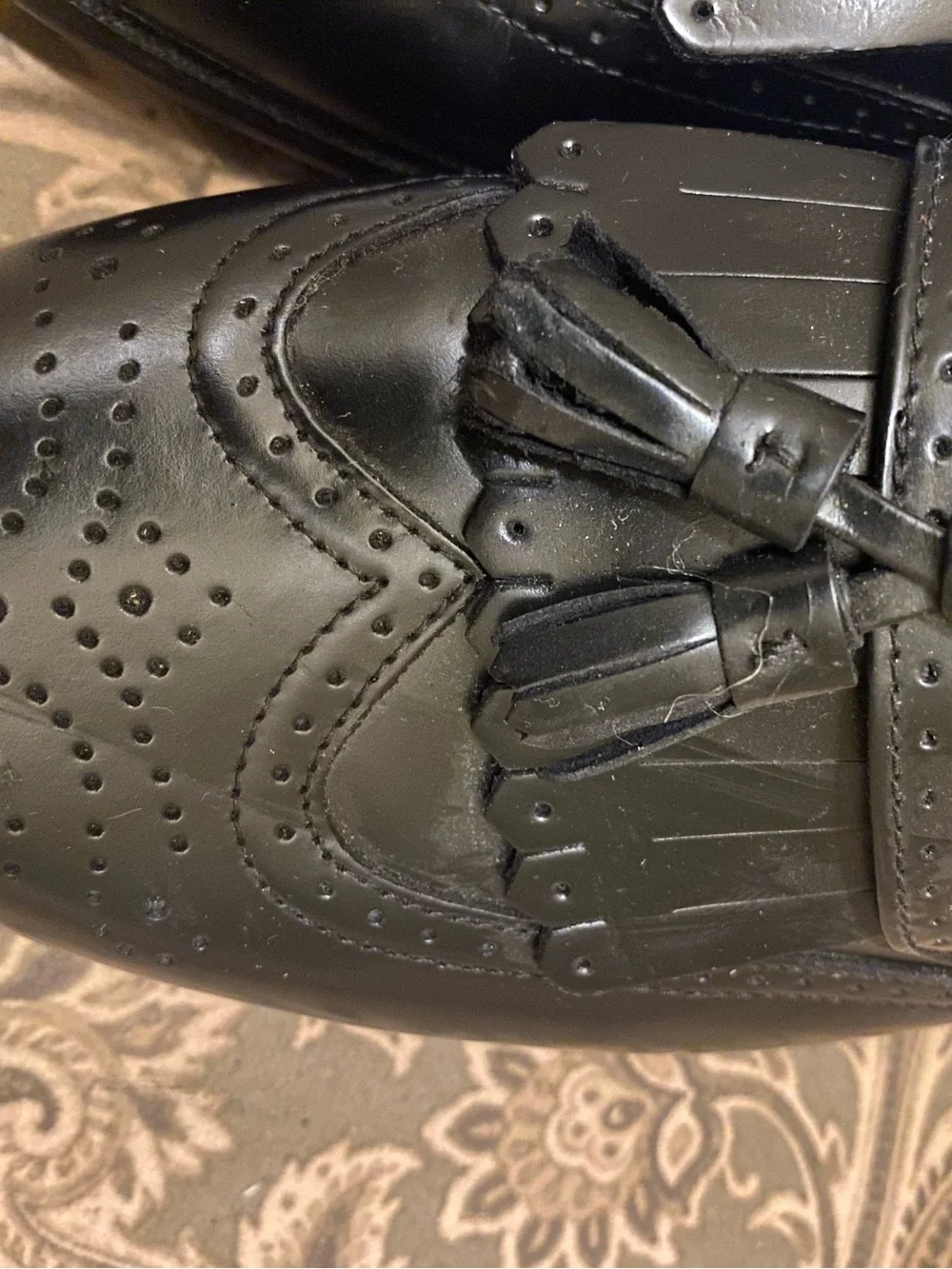 Bostonian Black Leather Tassel Kiltie Loafers